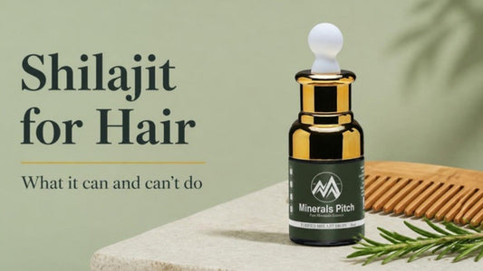 Shilajit for hair - Minerals Pitch Himalayan Shilajit drops with a wooden comb and rosemary