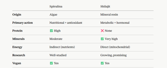 Spirulina vs Shilajit: Which is Better For You? Natural Himalayan Shilajit | MineralsPitch